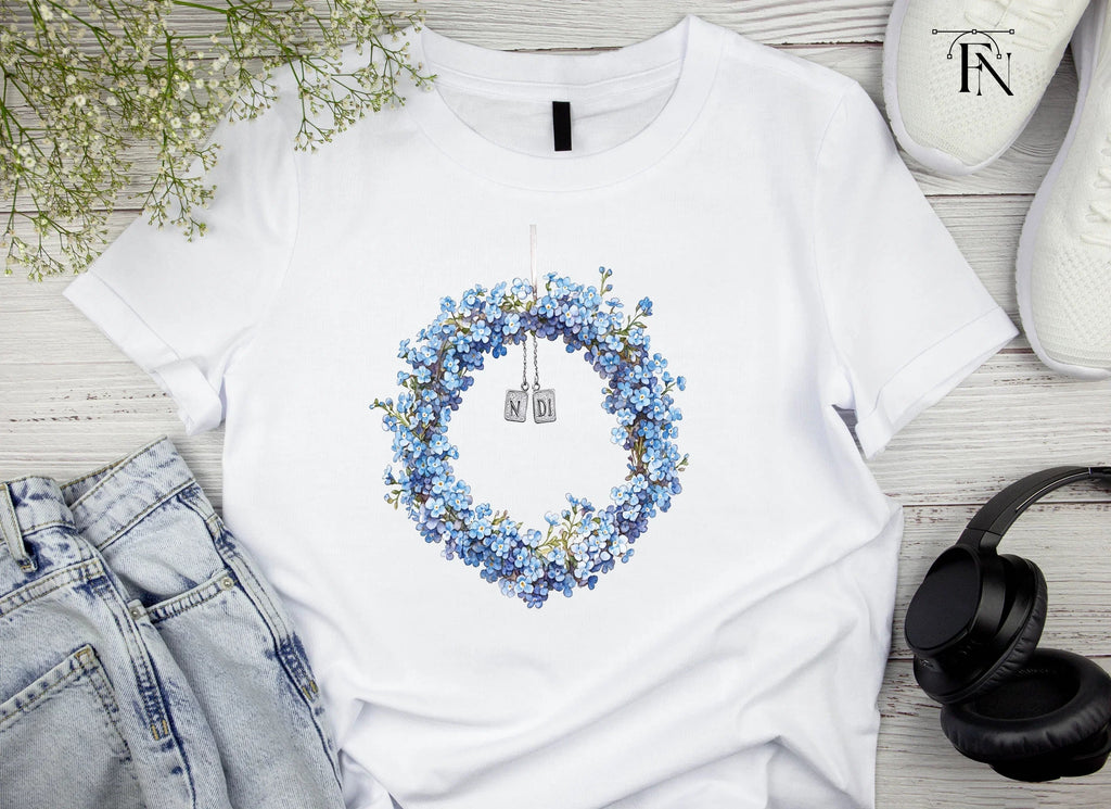 Forget Me Not Wreaths with Initials Clipart Bundle