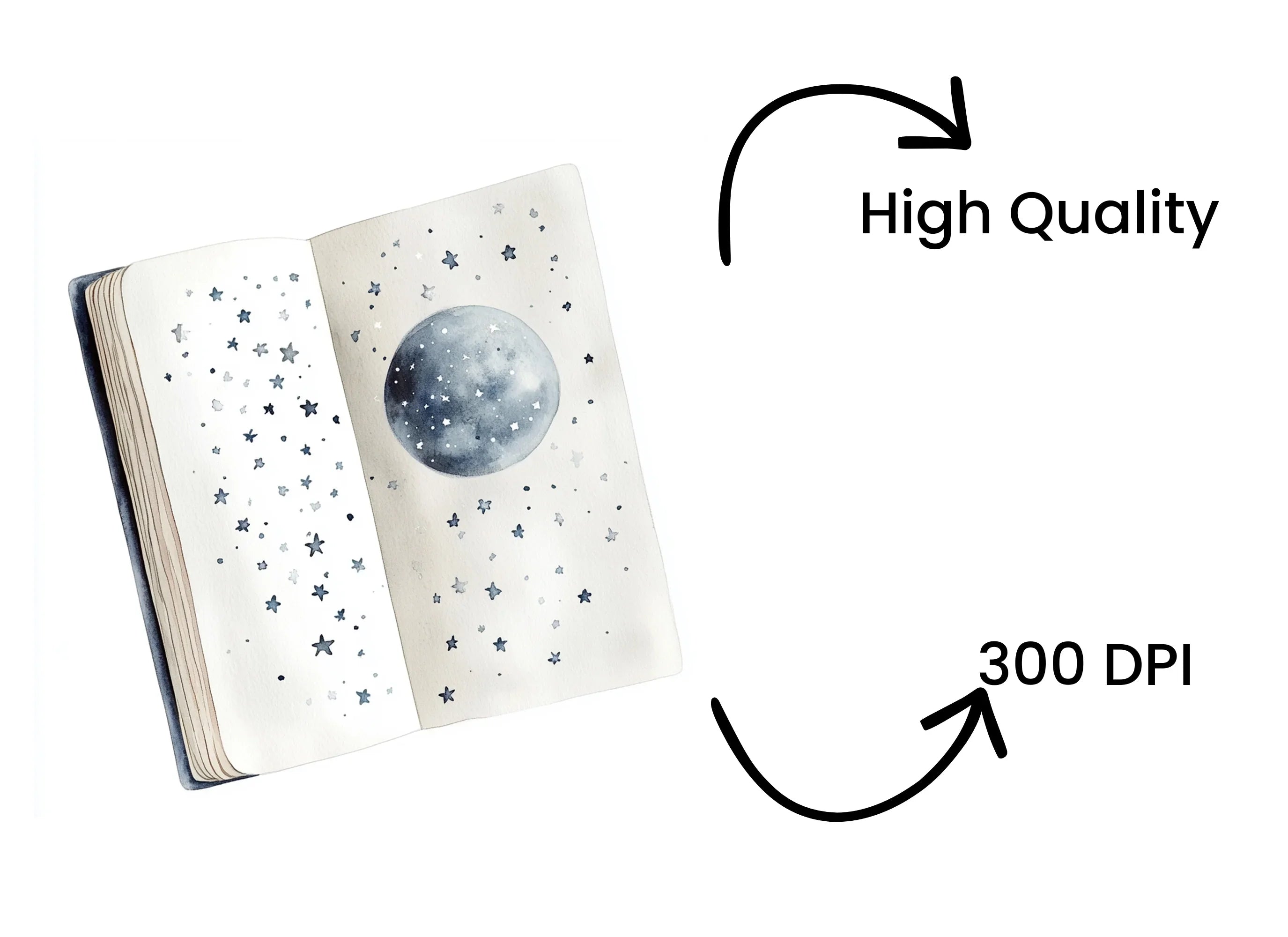 Starry Night Book Clipart Bundle