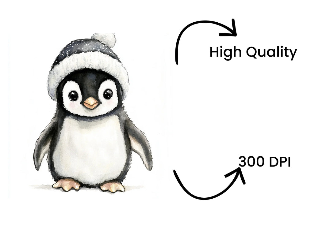 Cute Penguin in Winter Hat Clipart Bundle