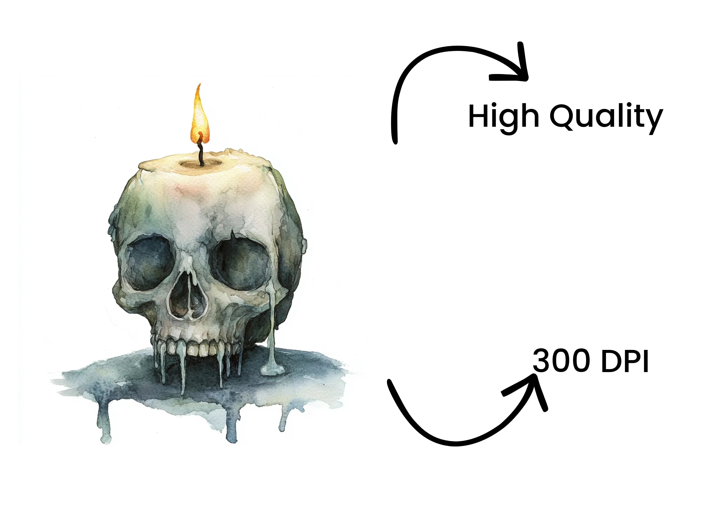Spooky Skull and Melting Candle Clipart Bundle