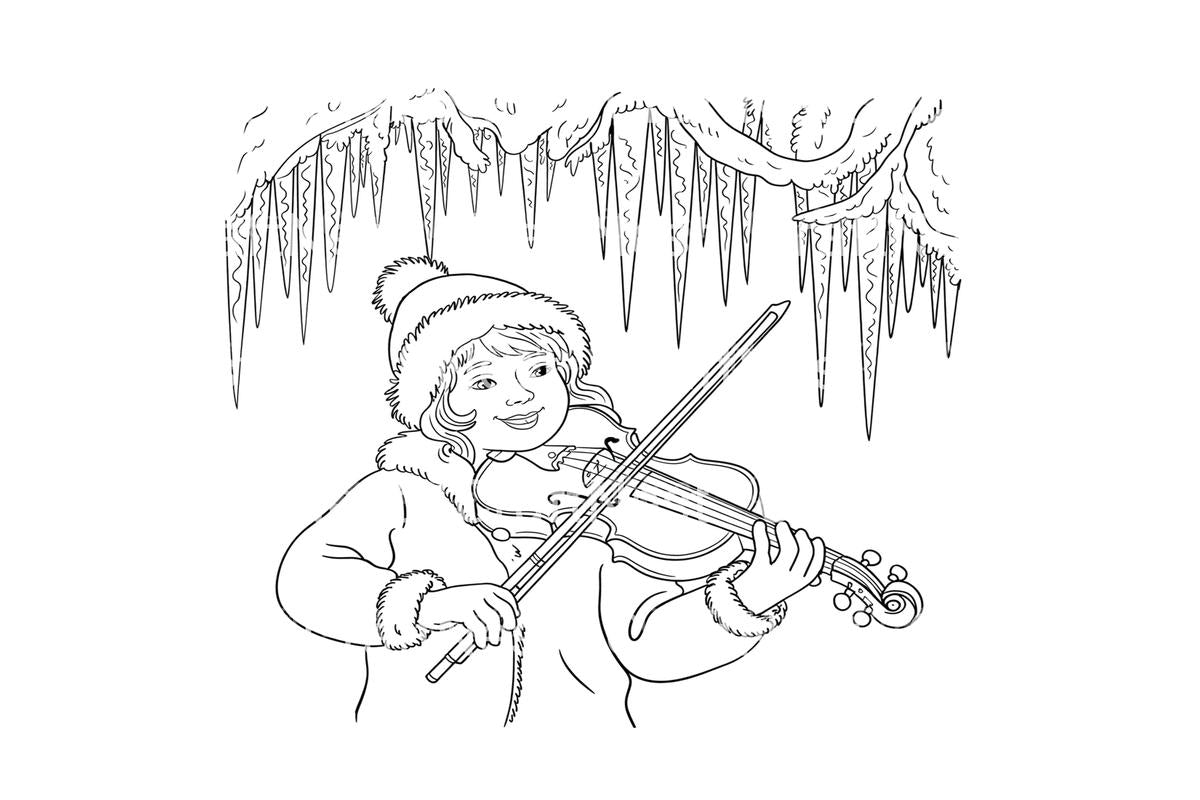 Winter ViolinistFun Coloring Books