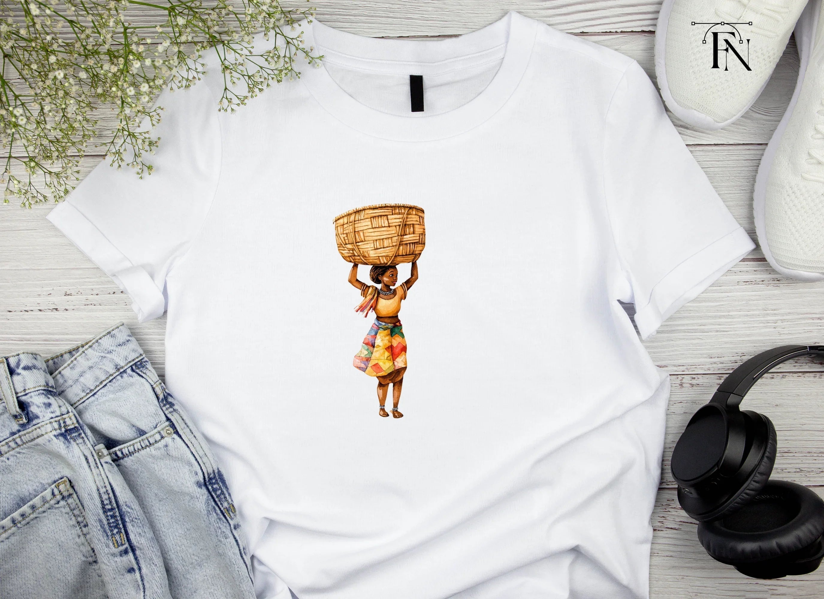 Body Woman with Basket on Head Clipart Bundle