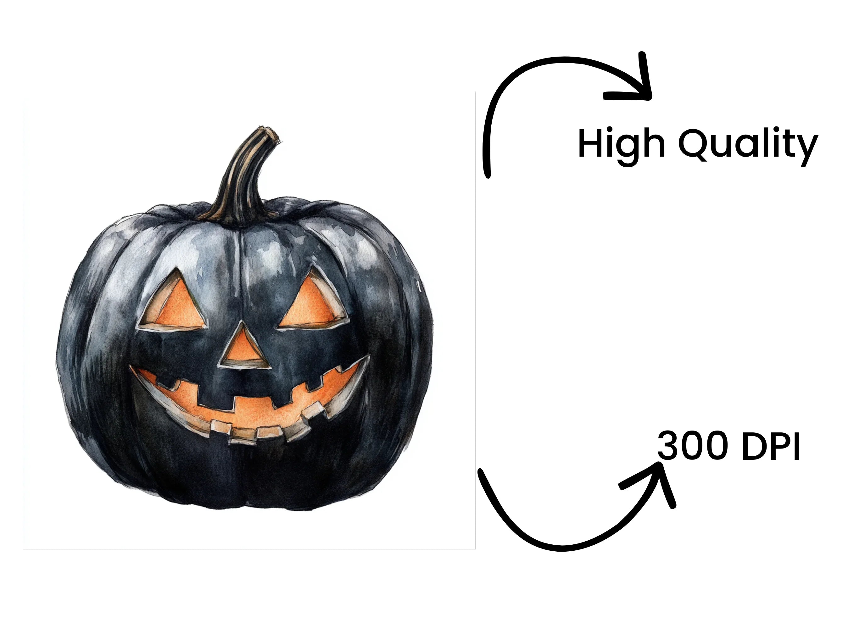 Jack Lantern Black Pumpkins Clipart Bundle