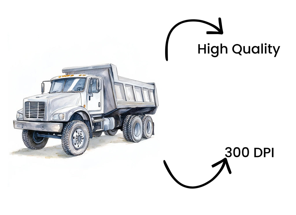 White Dump Truck Clipart Bundle