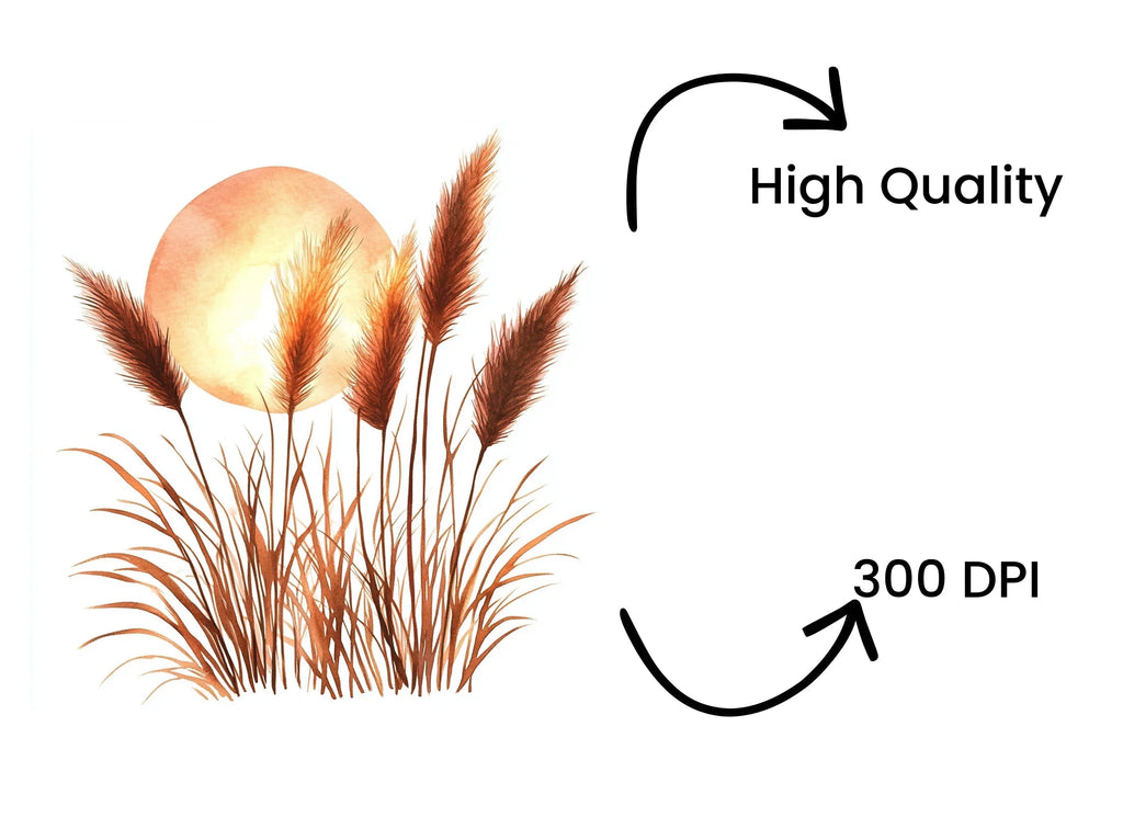 Autumn Pampas Grass Clipart Bundle