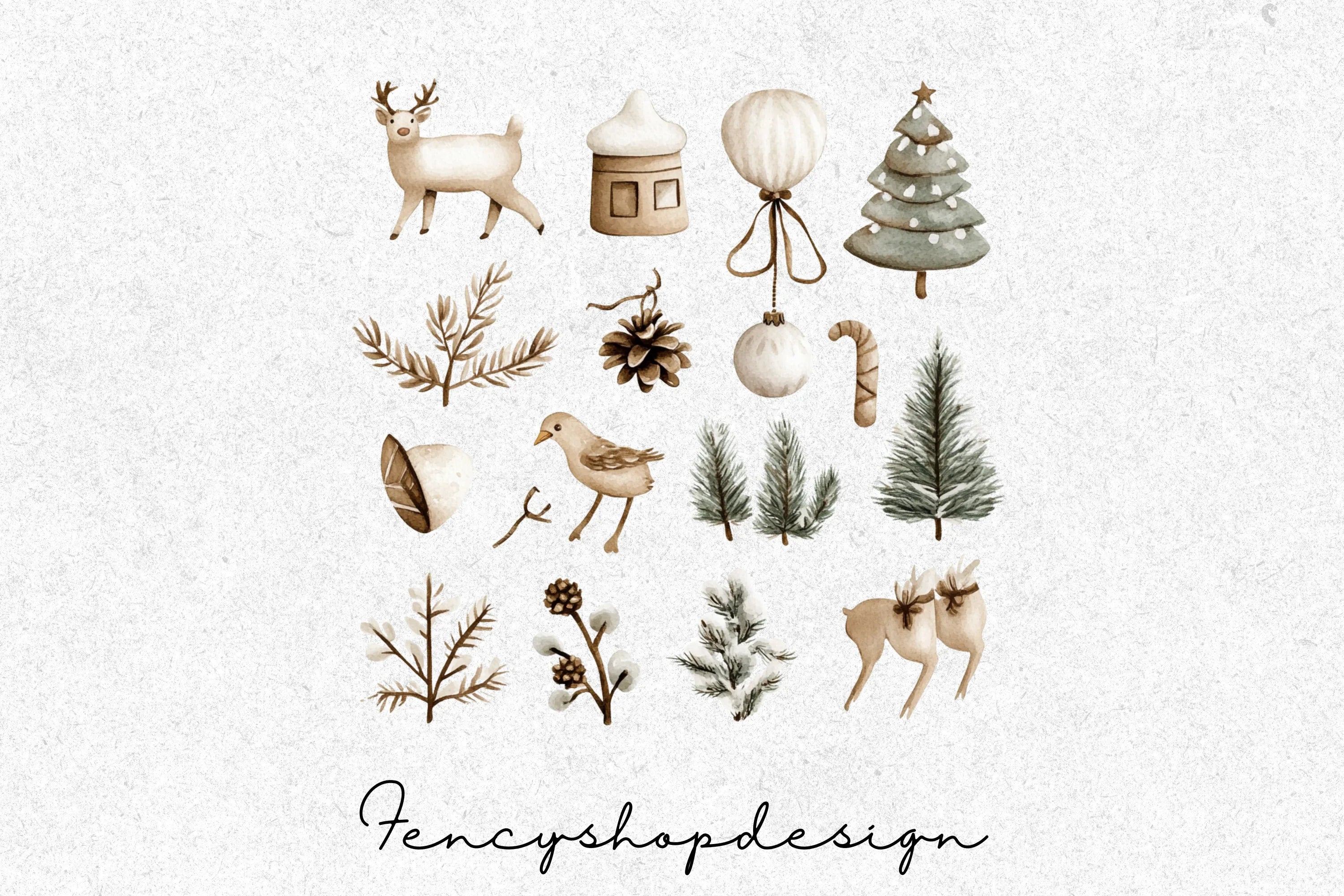 Cozy Christmas Houses Decor Clipart Bundle