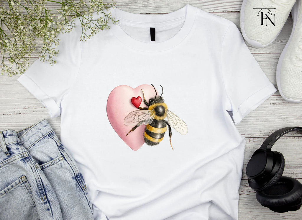 Cute Bumble Bees with Pink Hearts Clipart Bundle