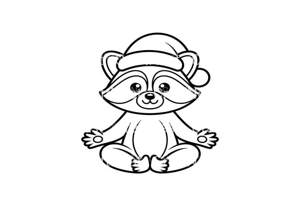 Meditating Christmas Raccoon Coloring Books