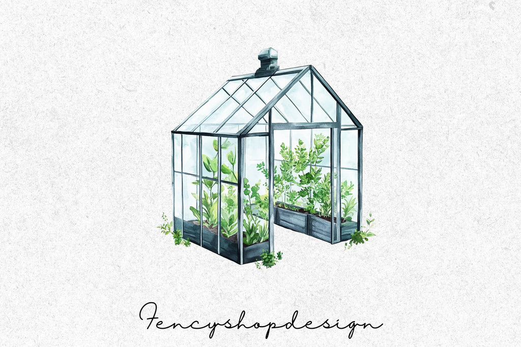 Botanical Greenhouse Clipart Bundle