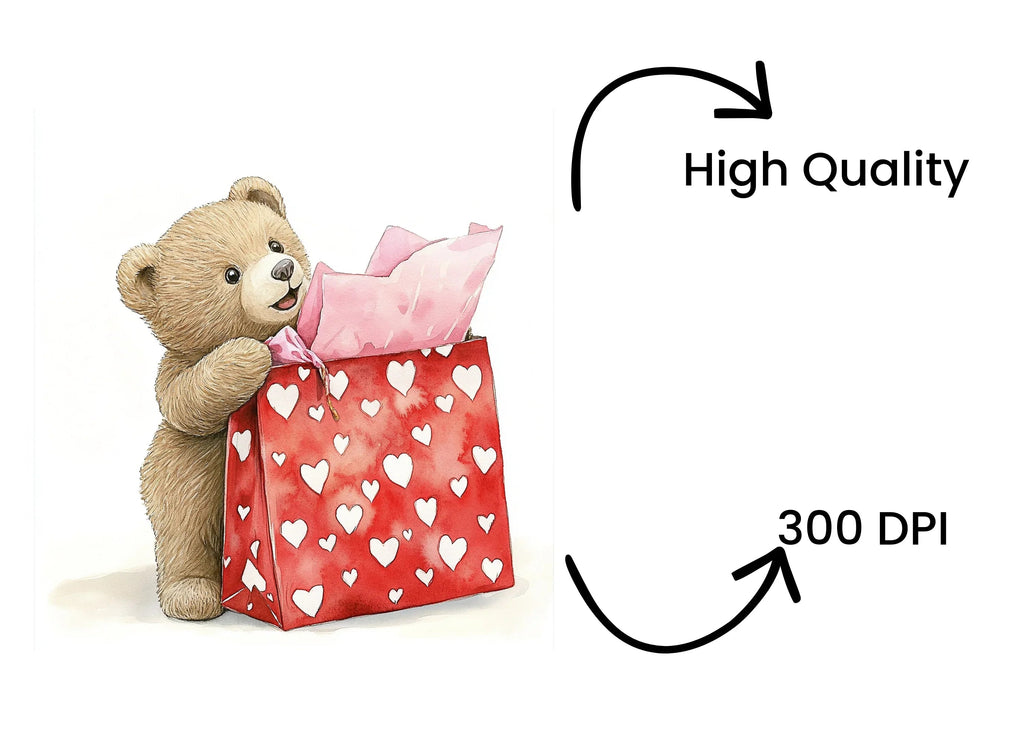 Cute Teddy Bear Valentine Day Clipart Bundle