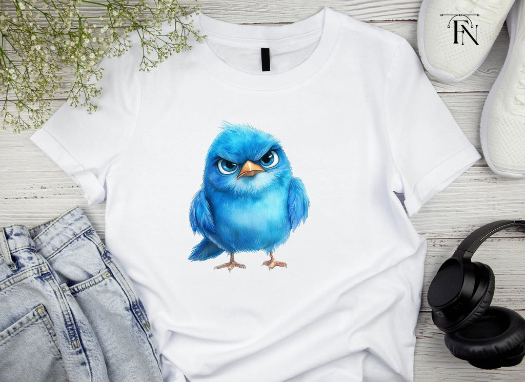 Grumpy Blue Bird Illustration Clipart Bundle