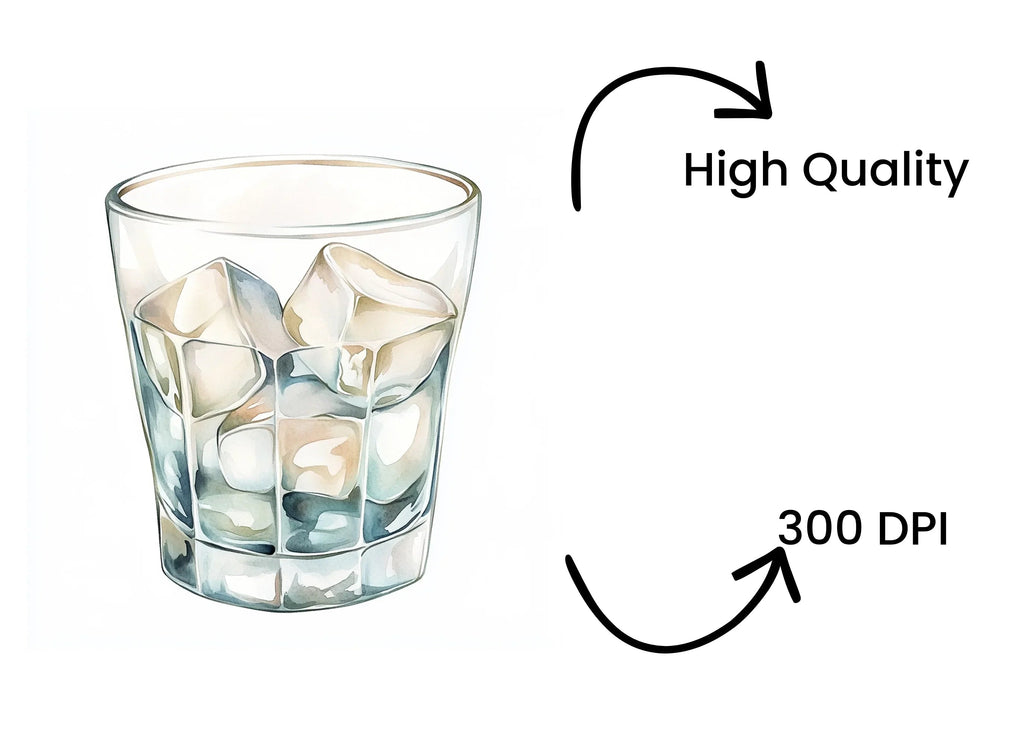 Ice Cubes in Glasses Clipart Bundle