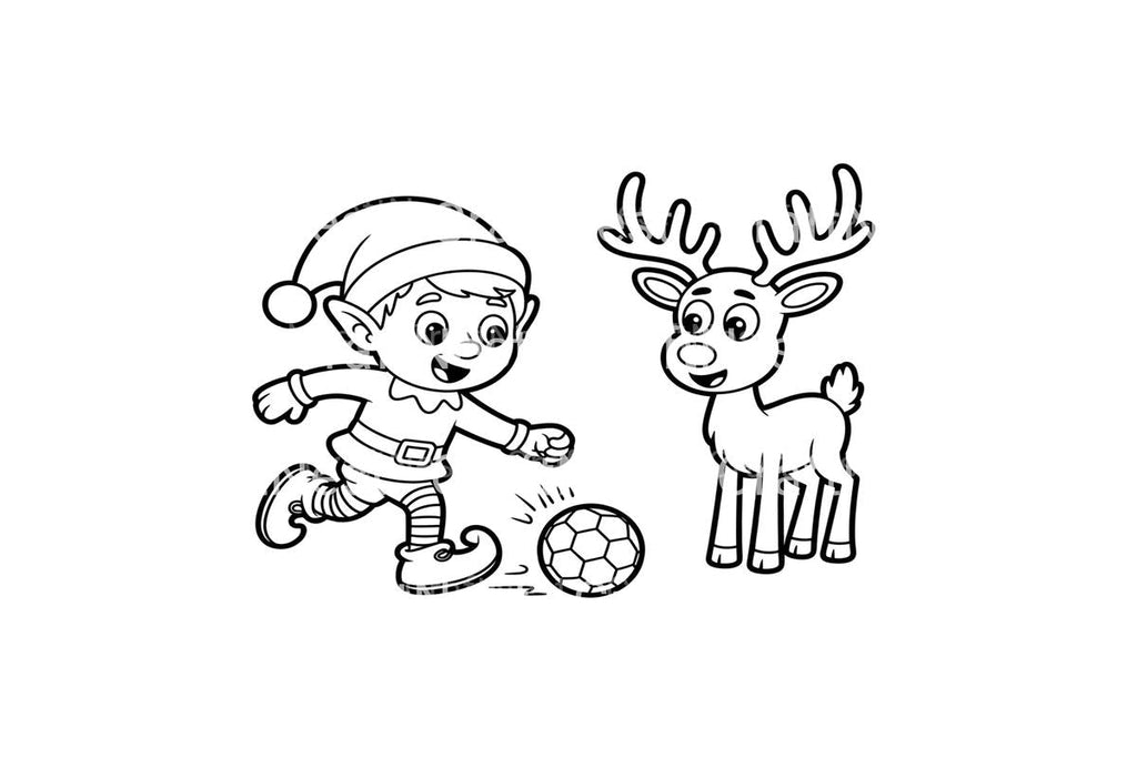 Elf and Reindeer Soccer Coloring Books