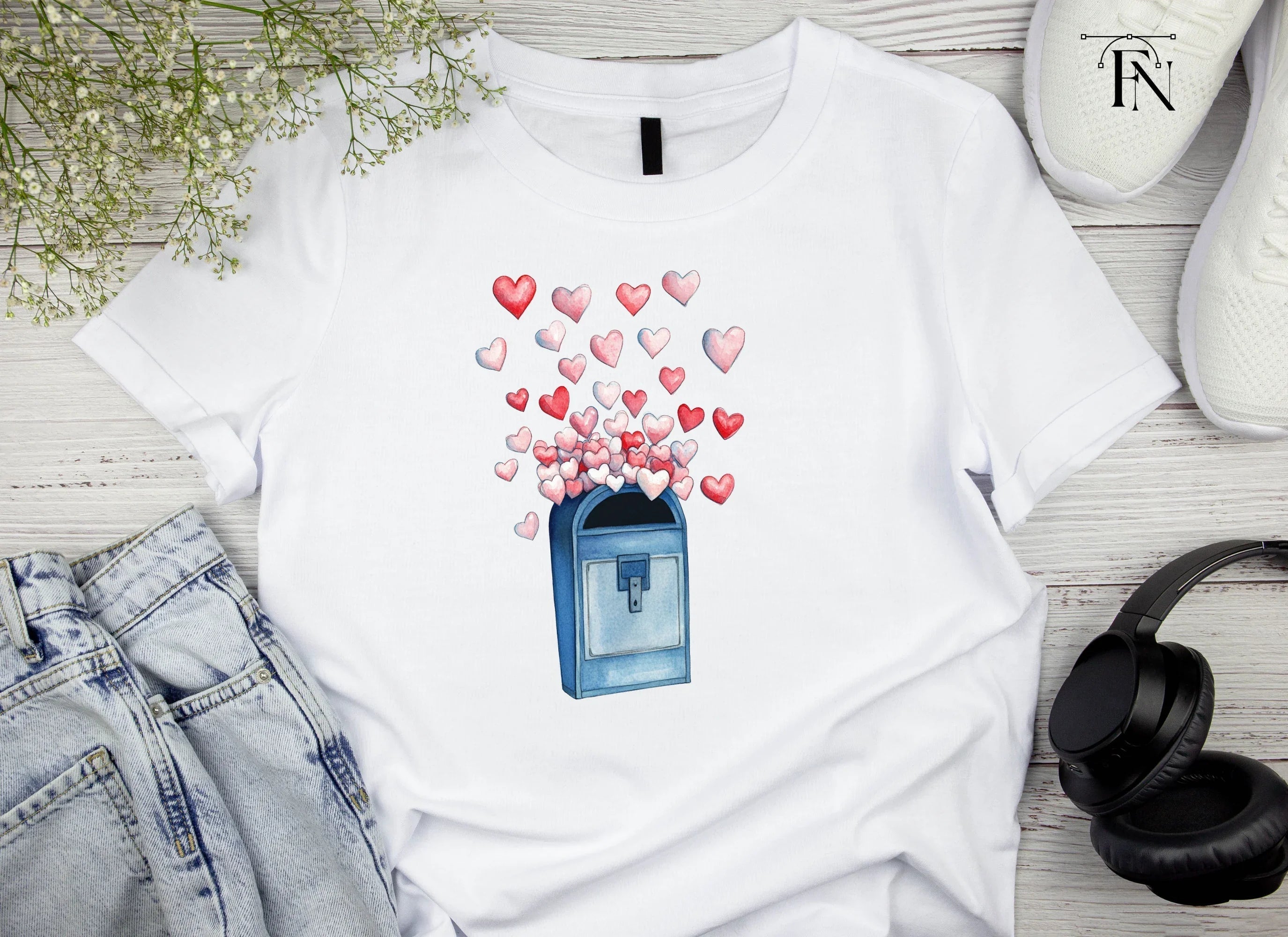 Hearts Falling From Mailbox Clipart Bundle