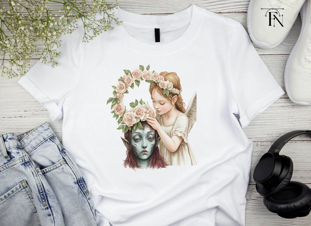 Angel and Elf with Flower Crown Clipart Bundle