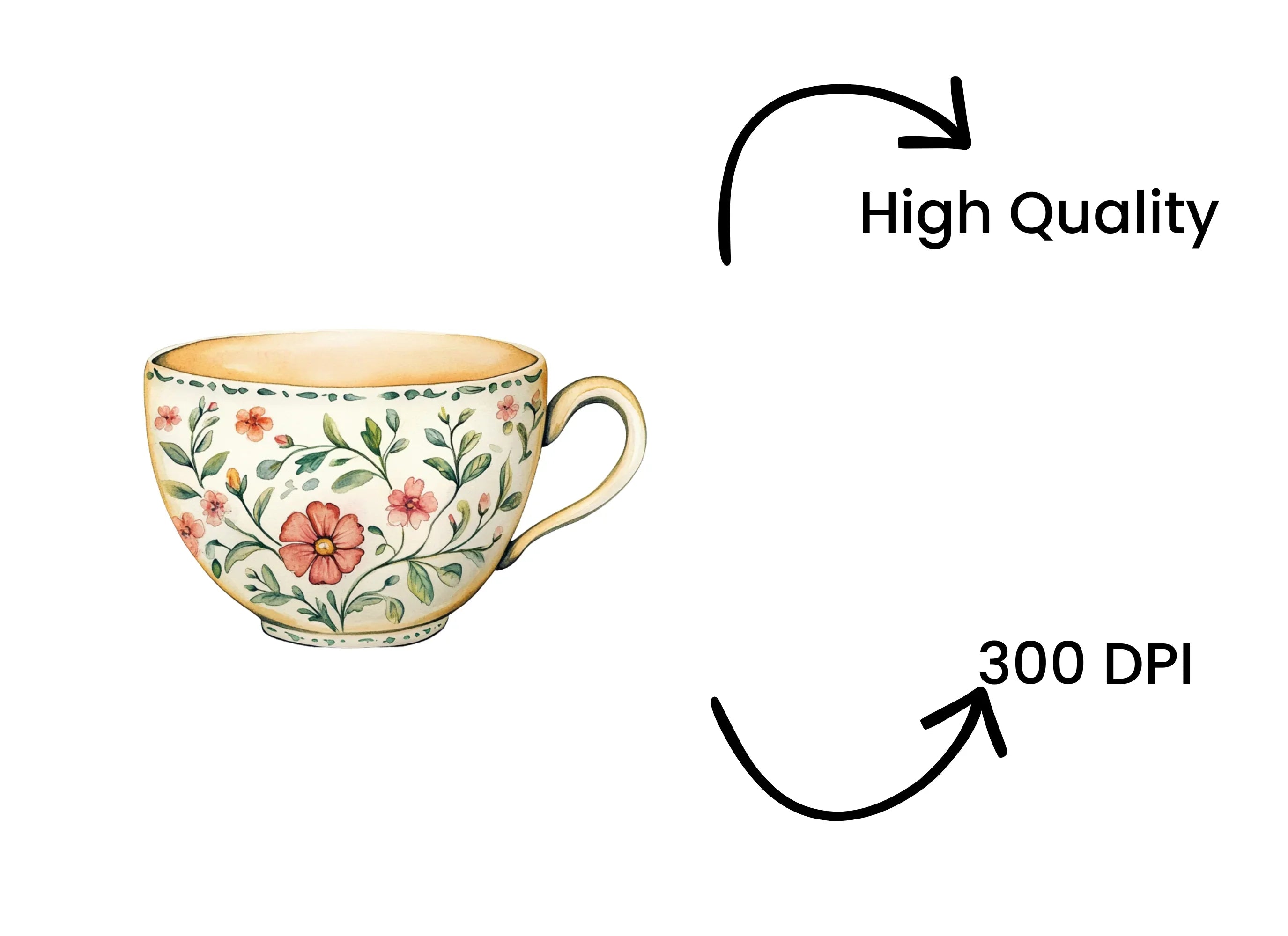 Elegant Floral Teacup Clipart Bundle