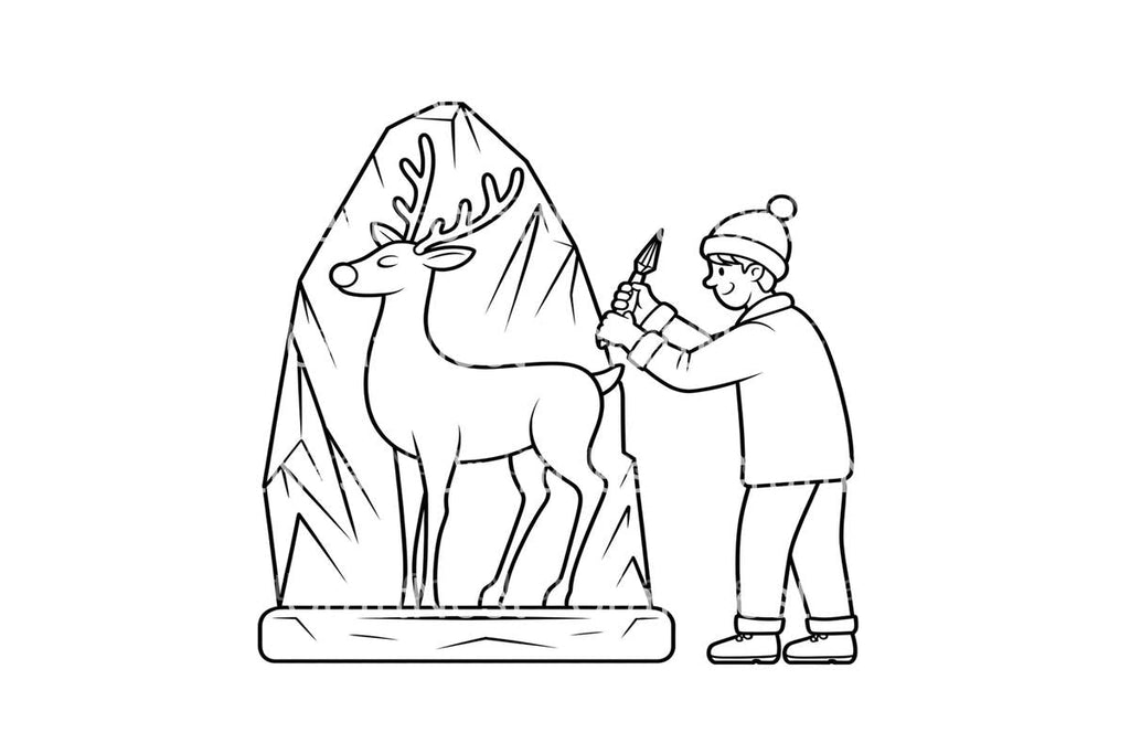 Reindeer Ice Sculpture Coloring Books