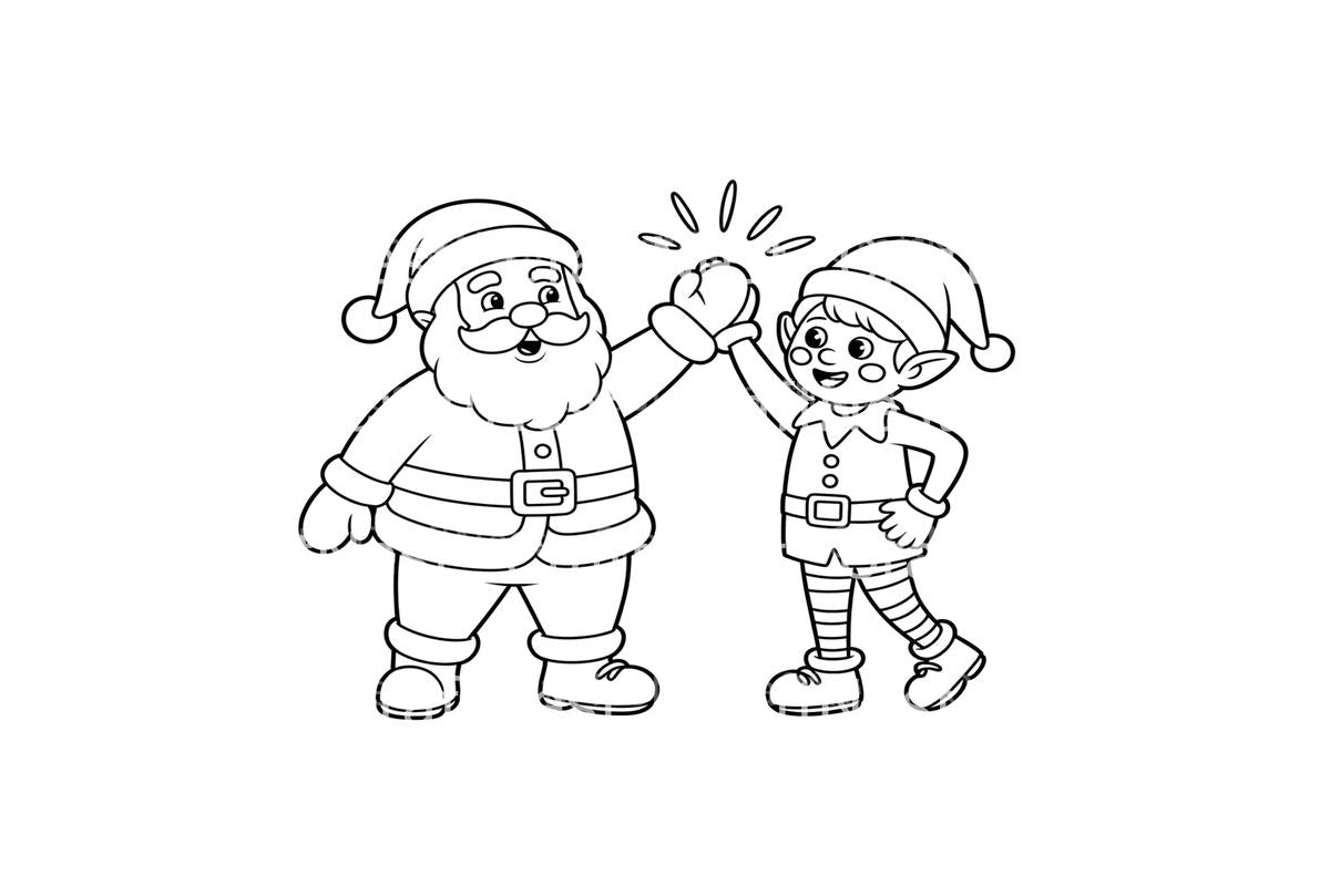 Santa and Elf High Five Coloring Books