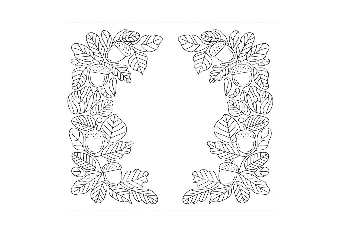 Autumn Acorn and Oak Leaf Frames Coloring Books