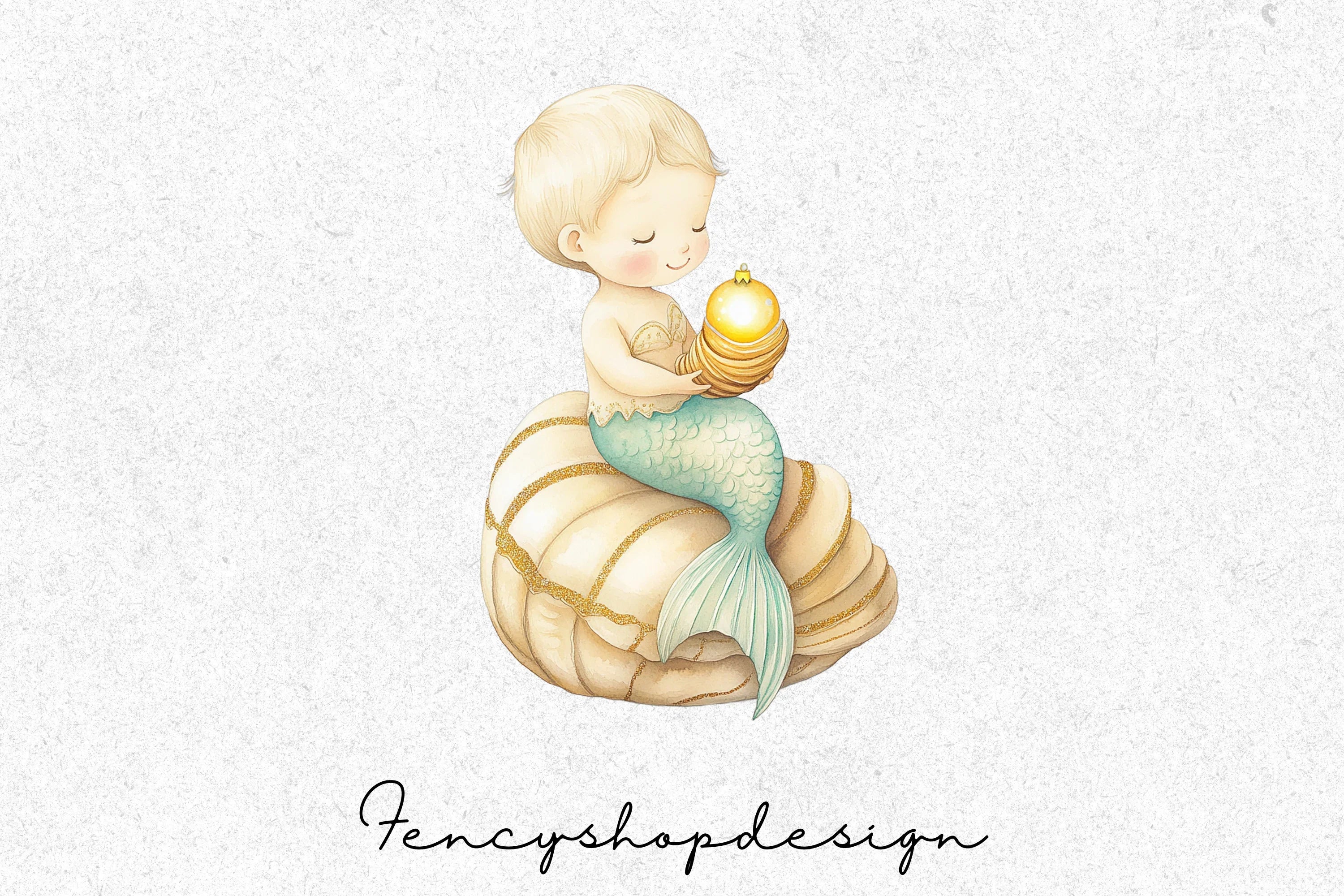 Cute Christmas Mermaids Clipart Bundle
