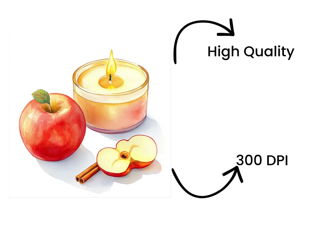 Apple Cinnamon Candle Clipart Bundle