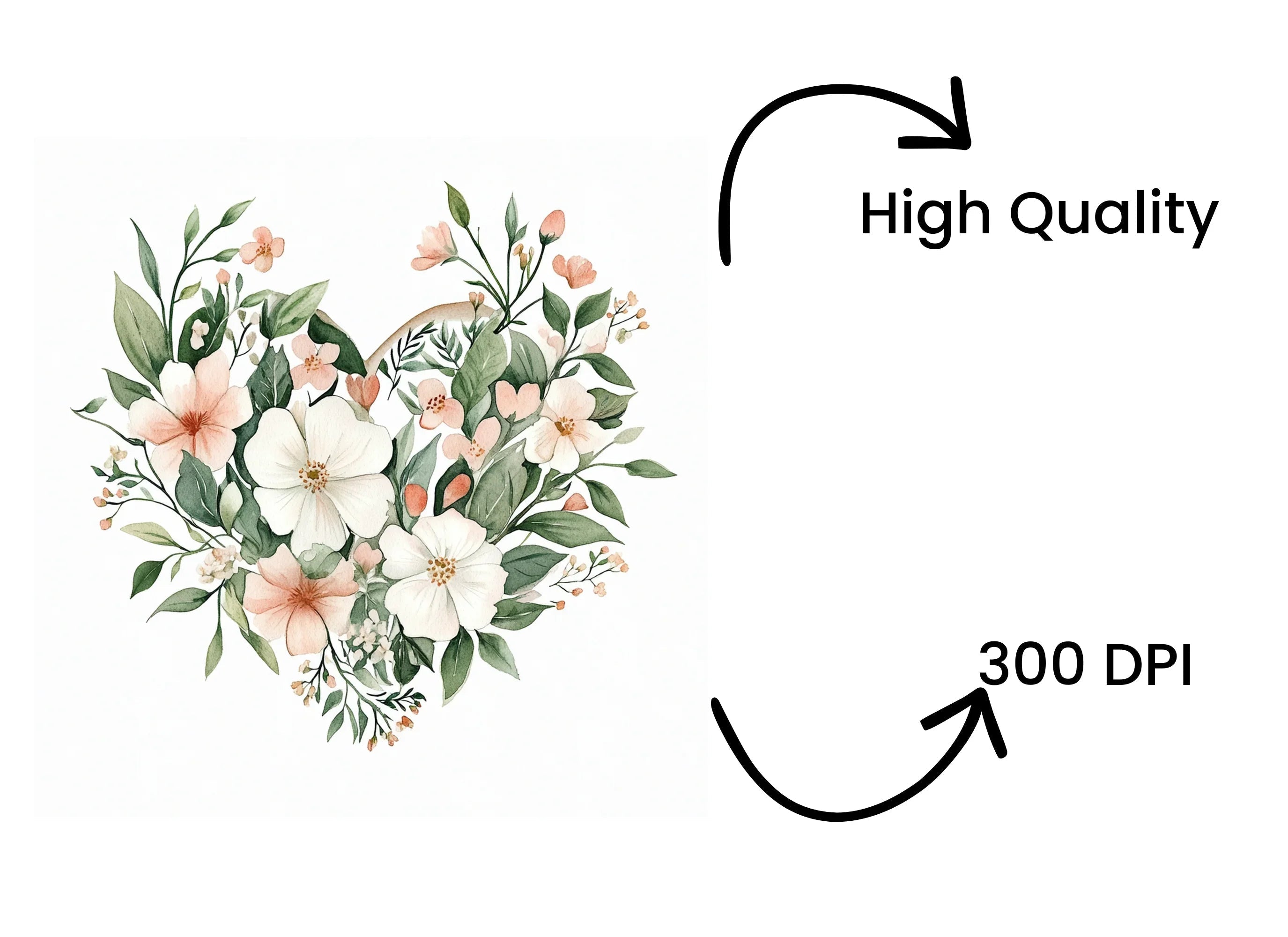 Elegant Botanical Heart Clipart Bundle