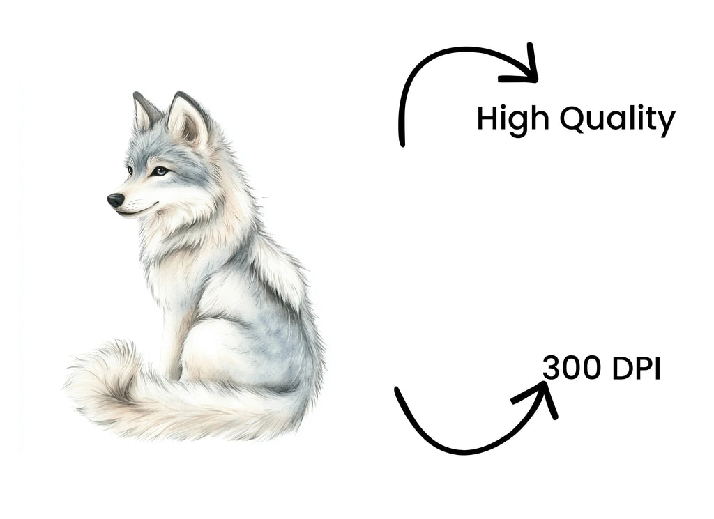 Majestic White Wolf Clipart Bundle
