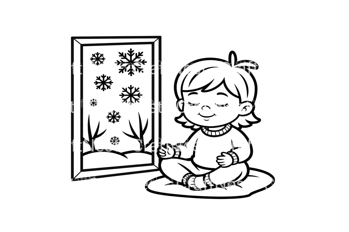 Winter Meditation Scene Coloring Books