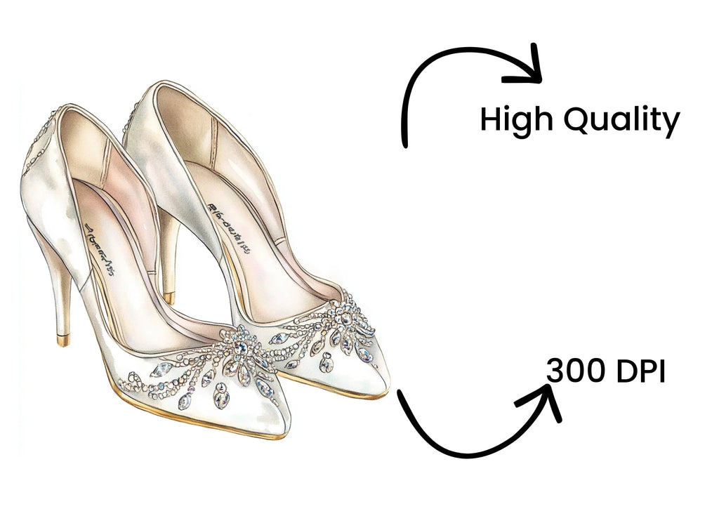 Elegant Blue Rhinestone Wedding Shoes Clipart Bundle