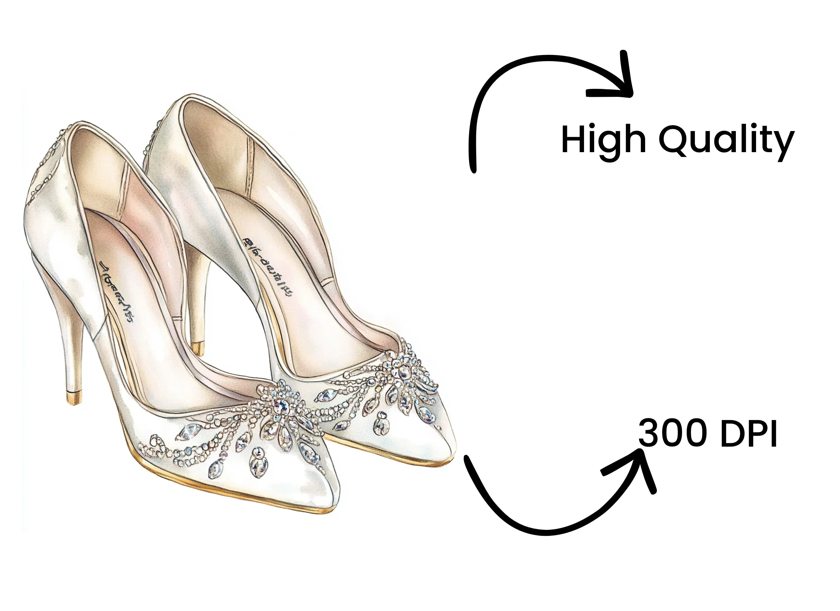 Elegant Blue Rhinestone Wedding Shoes Clipart Bundle