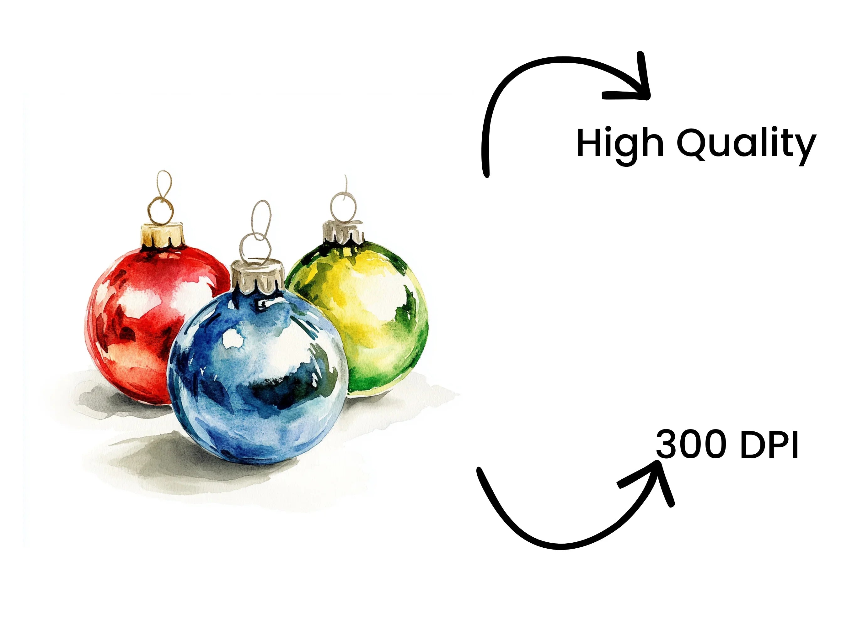 Vibrant Christmas Ornaments Clipart Bundle