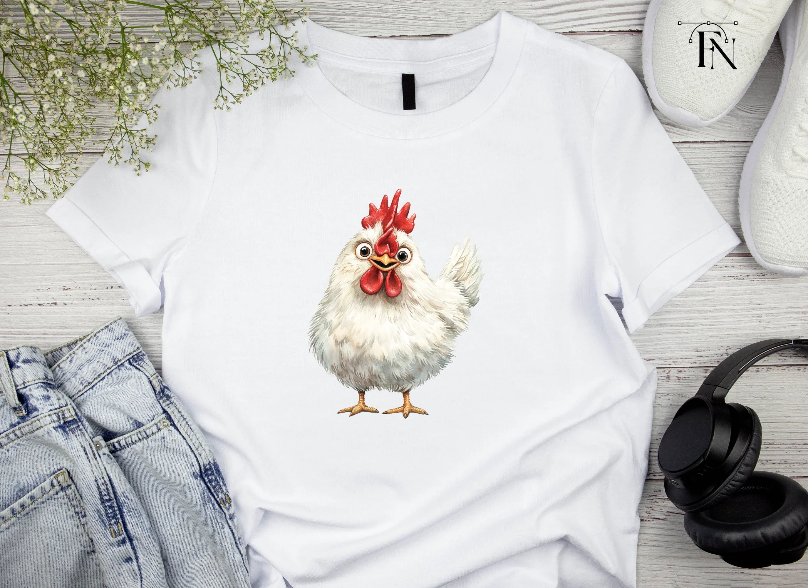 Funny Cartoon Chicken Faces Clipart Bundle