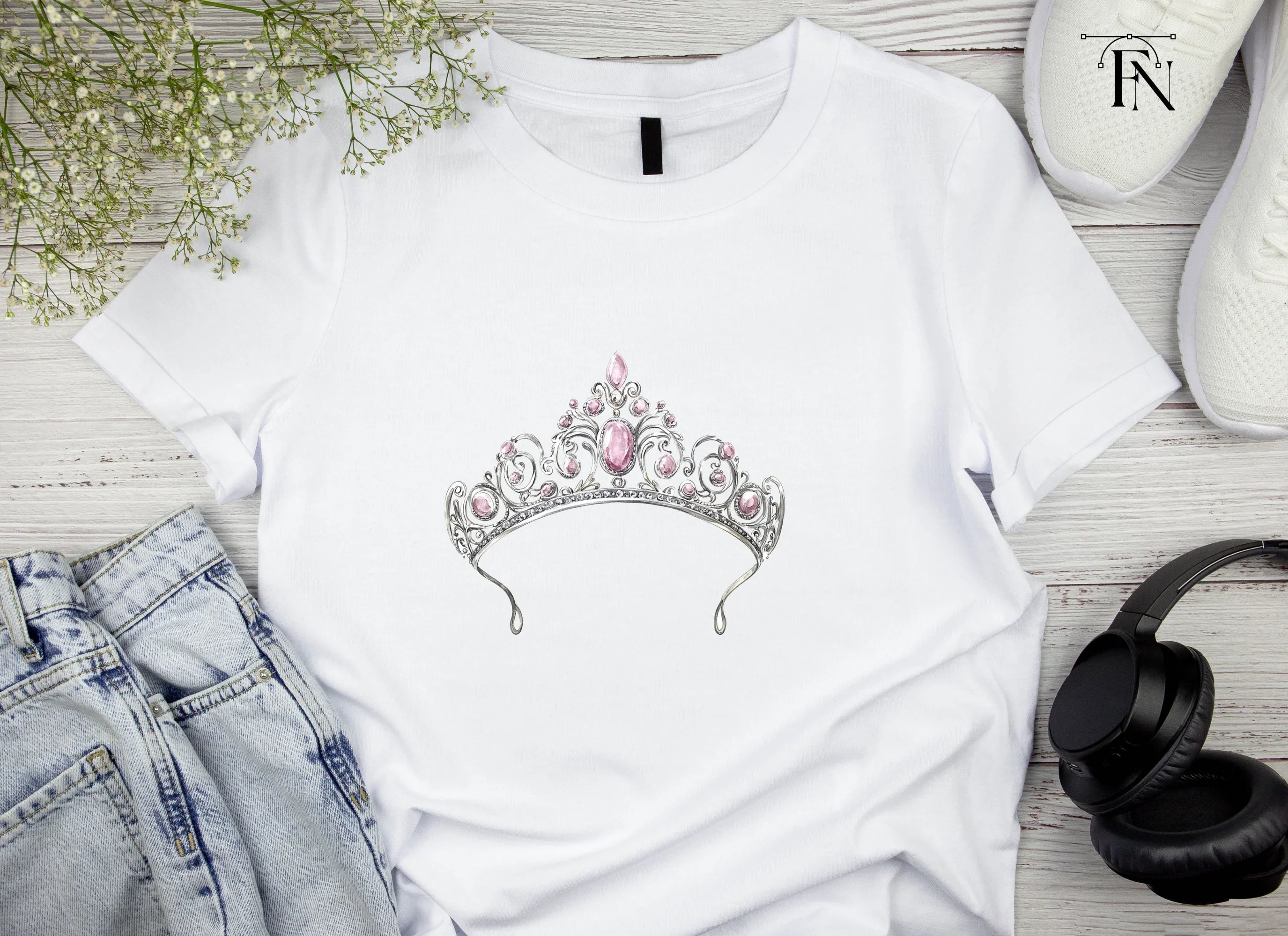 Elegant Pink Gemstone Tiara Clipart Bundle