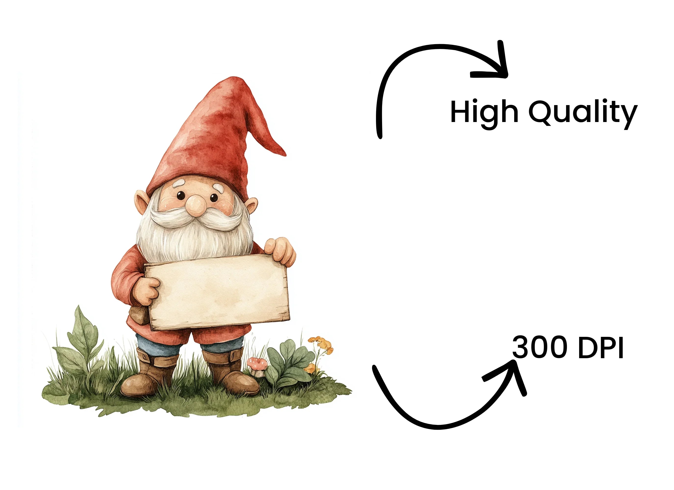 Charming Garden Gnomes with Signs Clipart Bundle