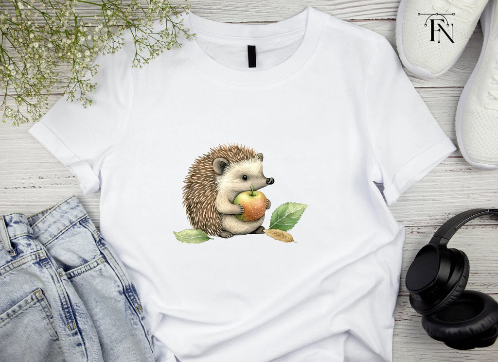 Sweet Hedgehog Holding Apple Clipart Bundle