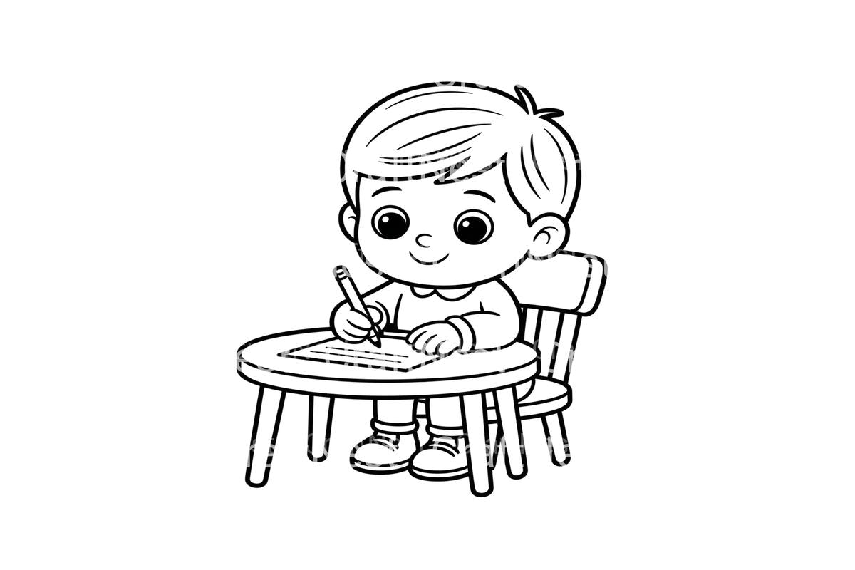 Boy Writing Christmas Letter Coloring Books