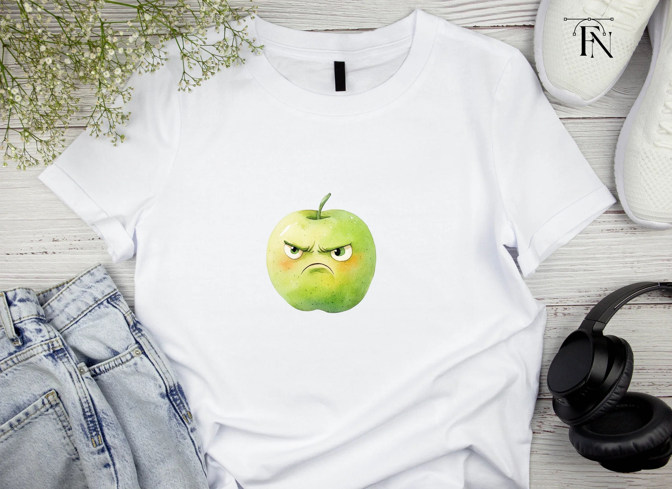 Angry Green Apple Cartoon Clipart Bundle