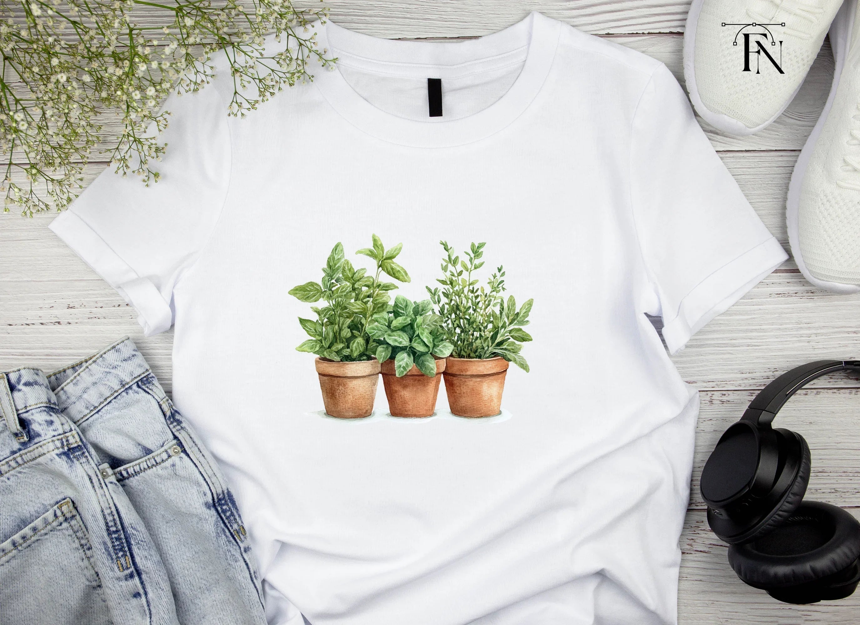 Assorted Potted Herbs Clipart Bundle