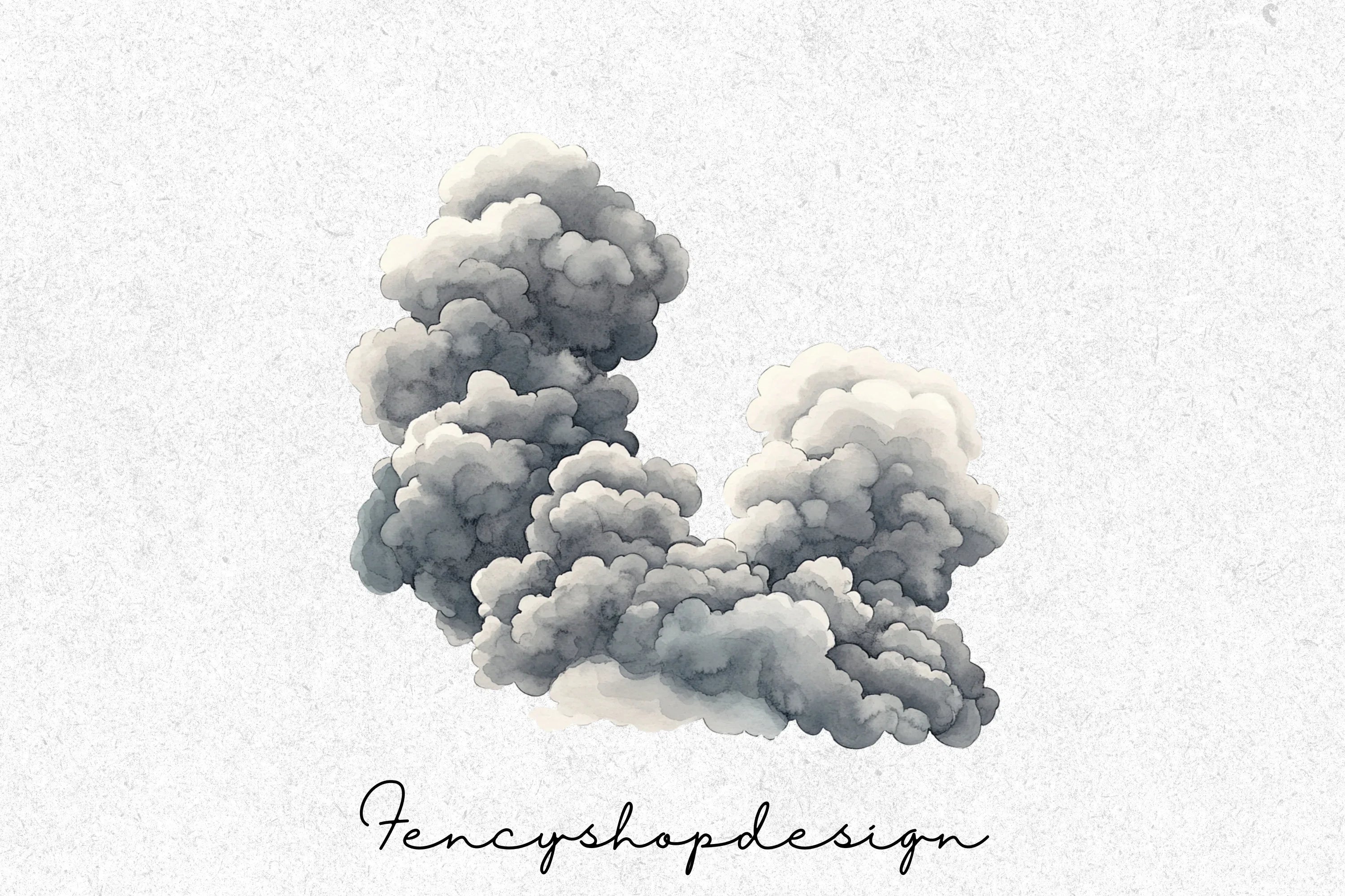 Smoke Clouds Grey Stone Shards Clipart Bundle