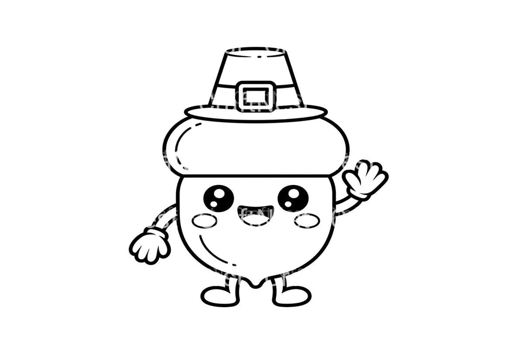 Cute Acorn Pilgrim Hat Coloring Books