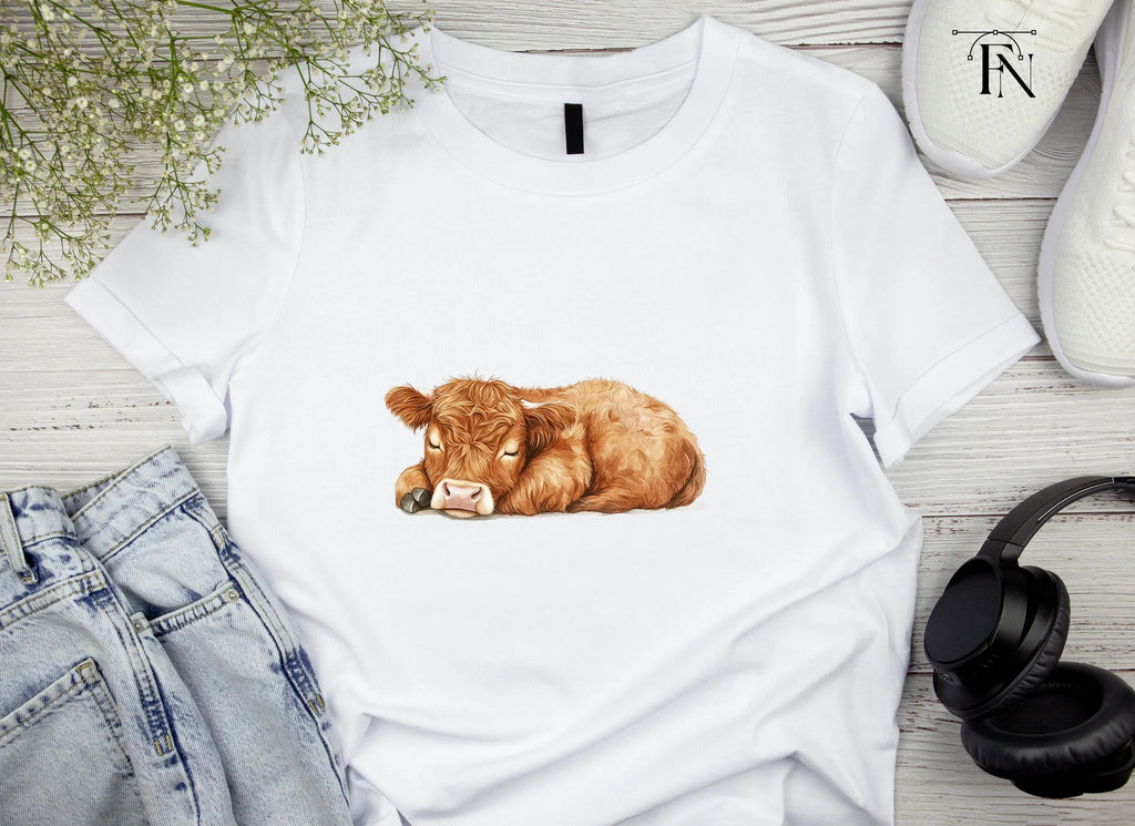 Sleeping Highland Calf Clipart Bundle