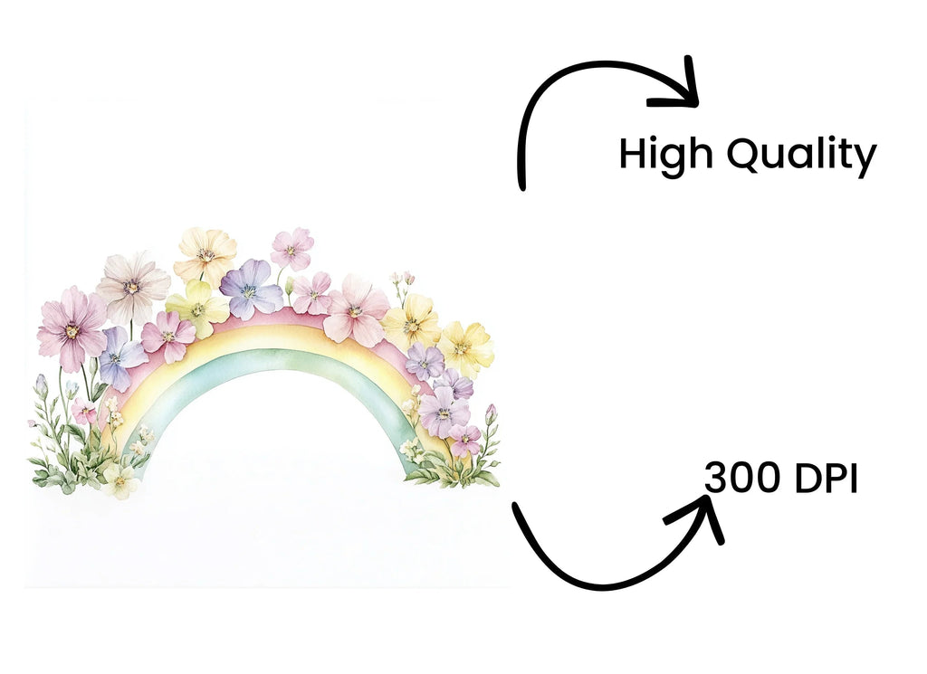 Floral Rainbow Clipart Bundle