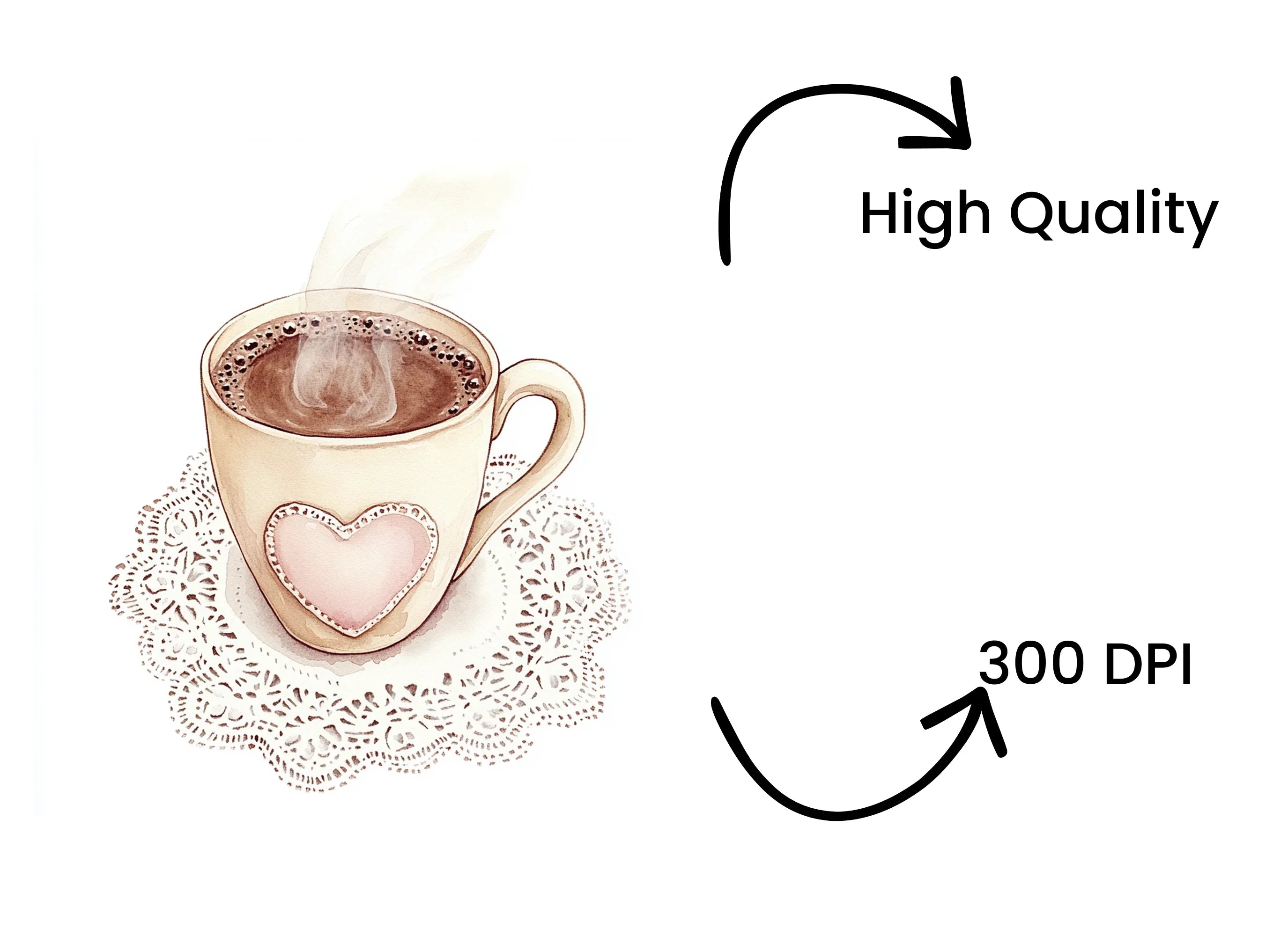 Heart Coffee Cups Clipart Bundle