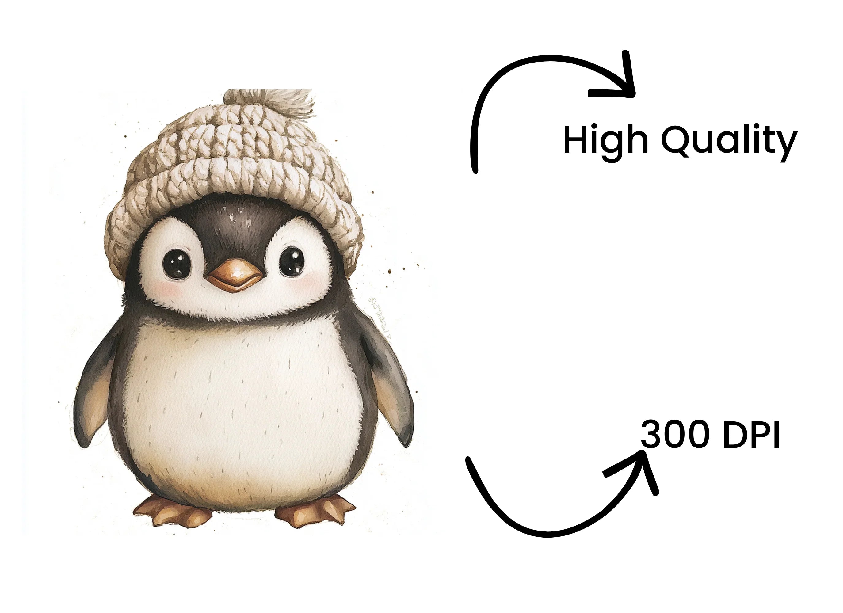 Charming Penguin with Knitted Hat Clipart Bundle