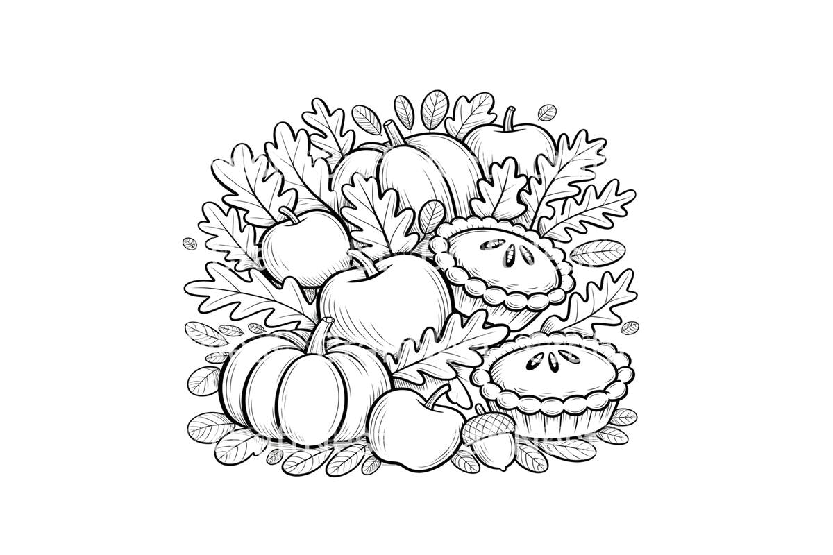 Autumn Harvest Thanksgiving Coloring Books