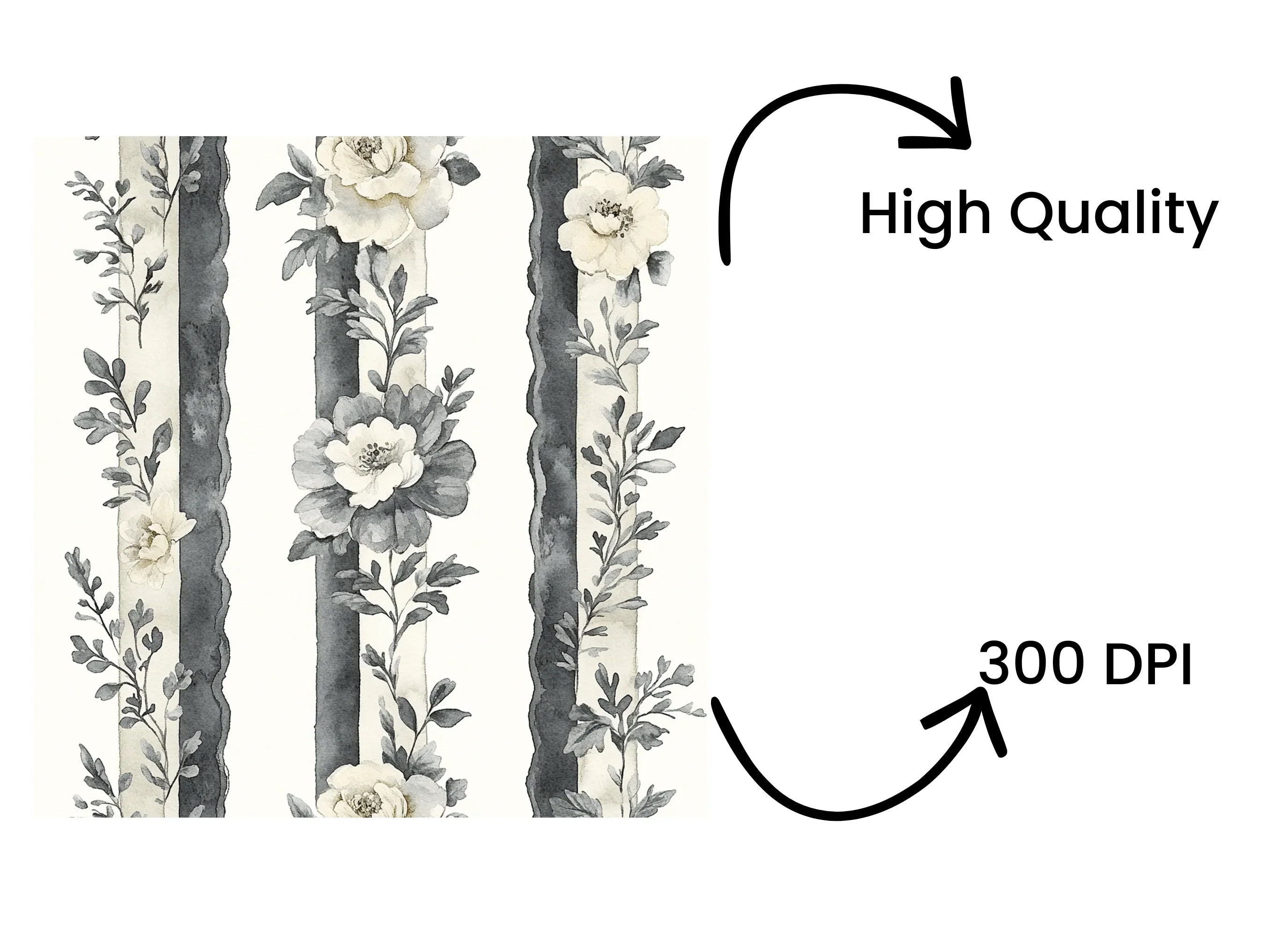 Elegant Floral Striped Seamless Pattern Clipart Bundle
