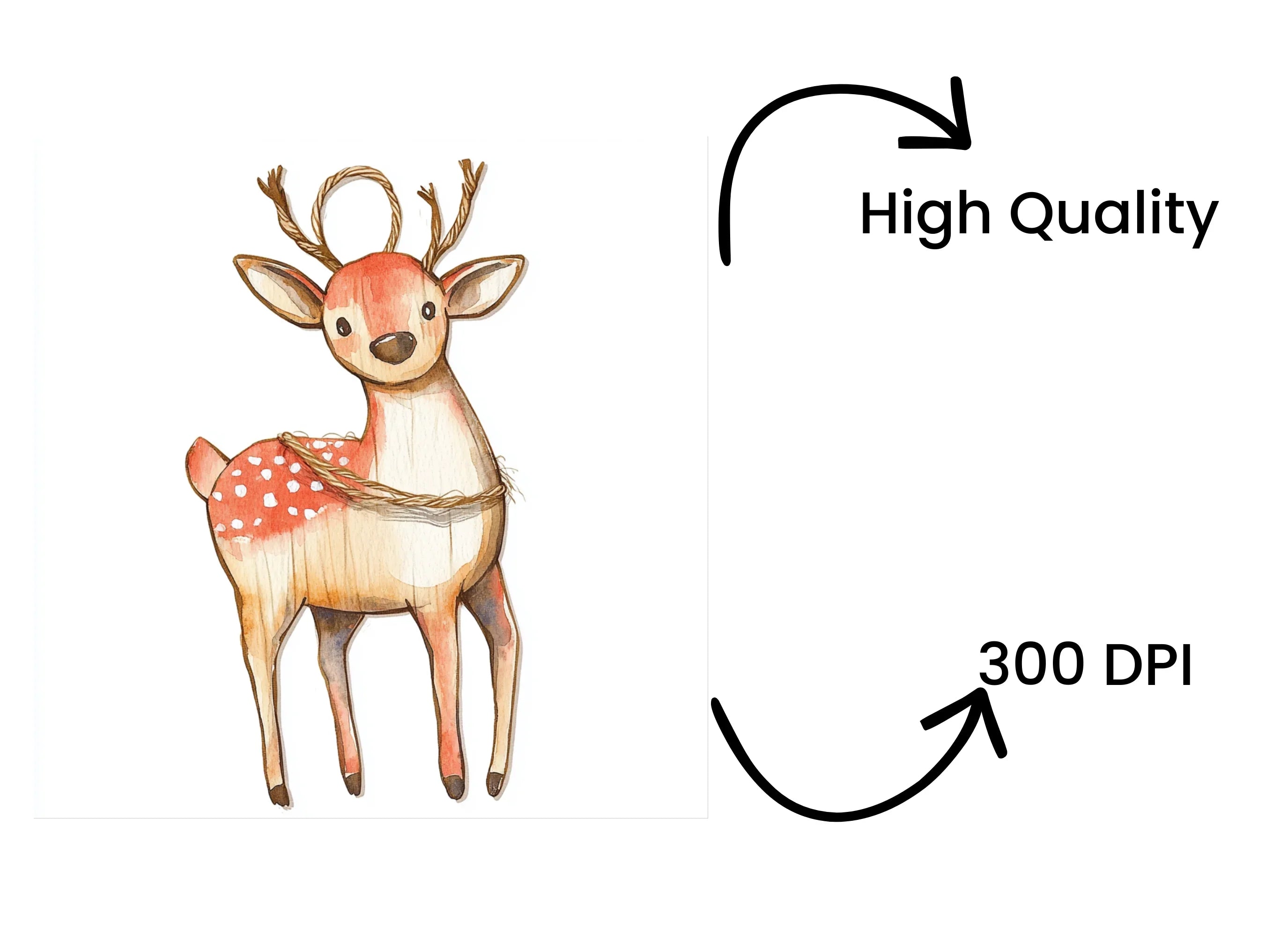 Wooden Reindeer Christmas Clipart Bundle
