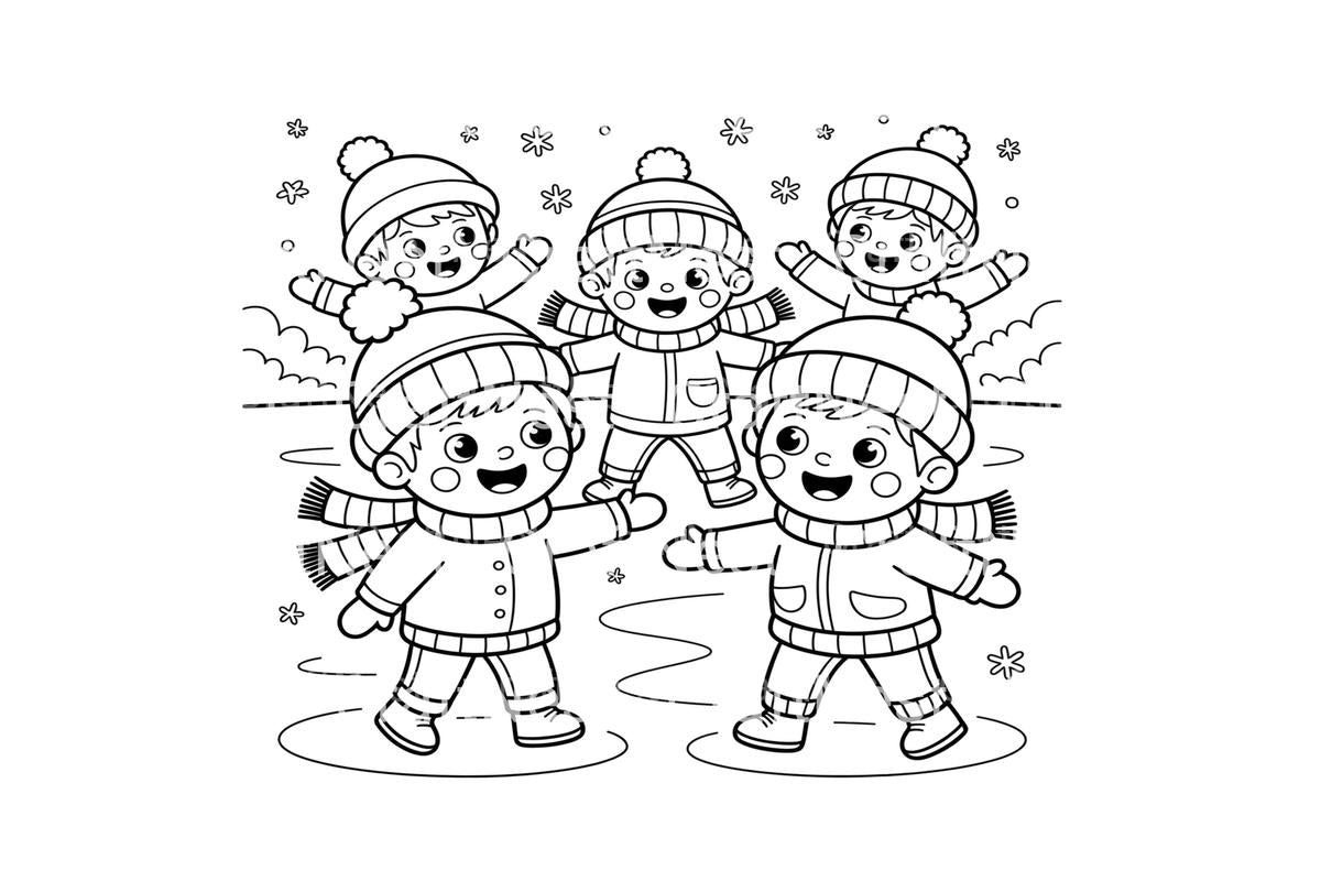 Happy Kids Ice Skating Coloring Books