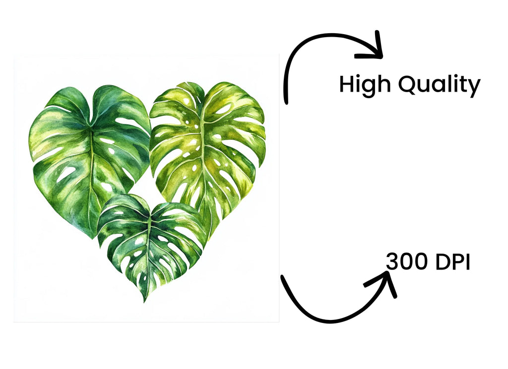 Monstera Heart Clipart Bundle
