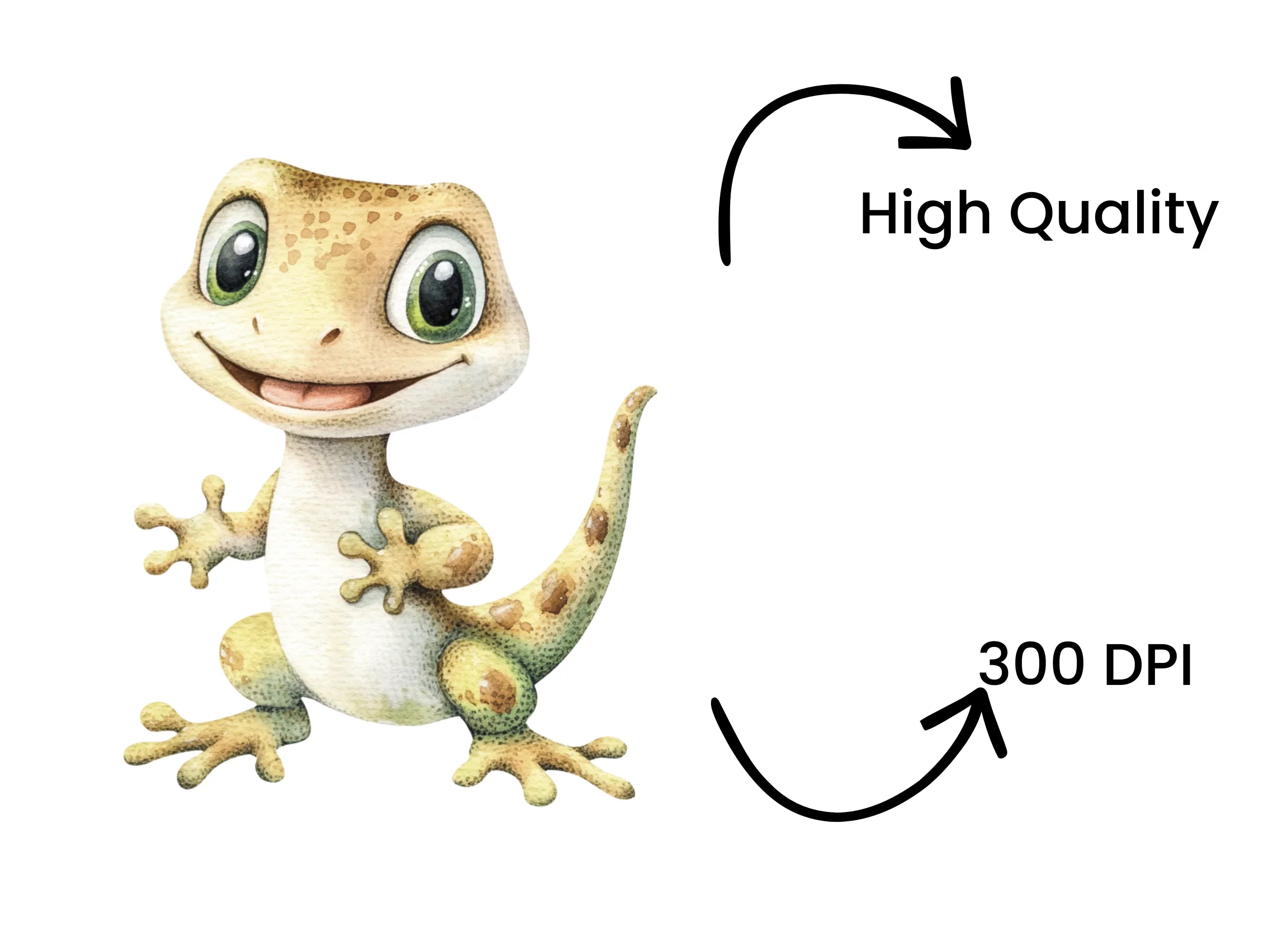 Happy Gecko Lizard Cartoon Clipart Bundle